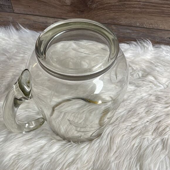 Etched Glass Pitcher with Silver Rim, Glass Handle , Large - Picture 4 of 6